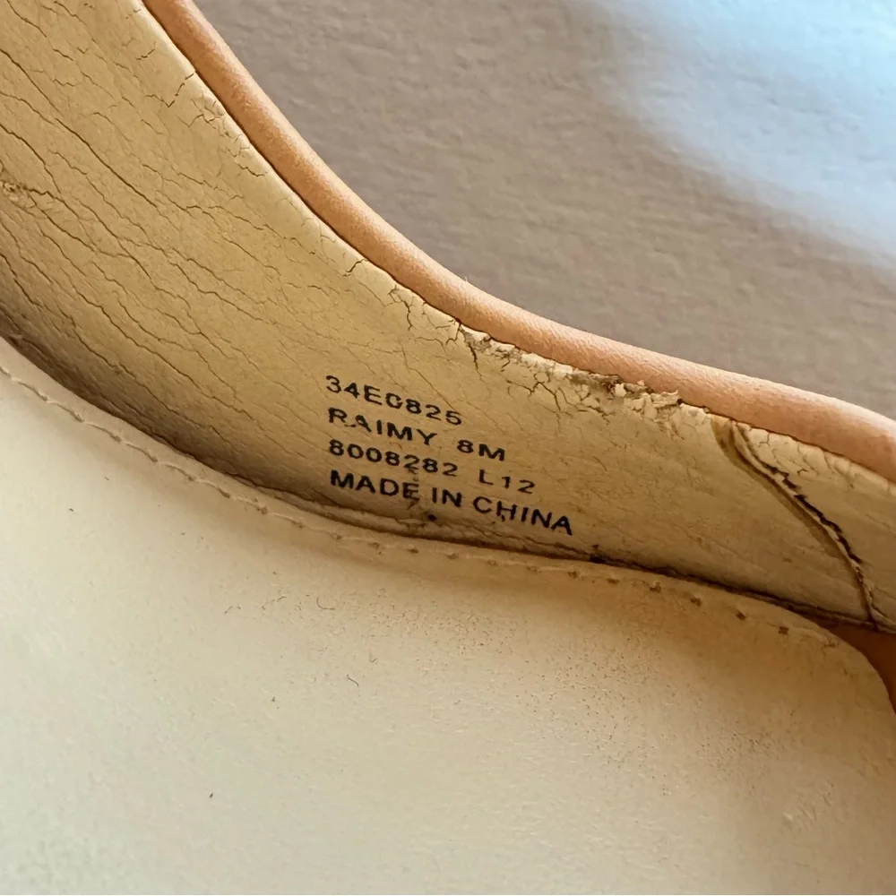 Calvin Klein Raimy Tan Slingback Peep Toe Cork Platform Block Heel 8
